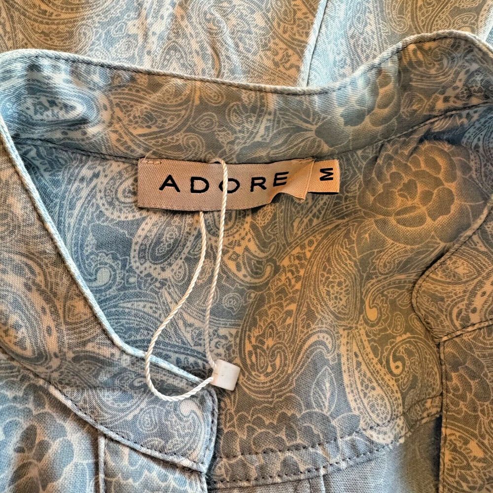 Adore Dress Women Medium Blue White Paisley Colorful Butterfly Embroidery - Picture 6 of 11